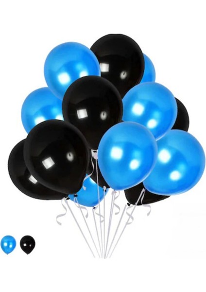 Siyah Masa Örtüsü Siyah Masa Eteği 20 Adet Siyah Mavi Balon Set fırsatları