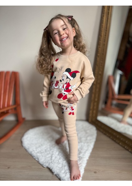 Yigit Butik Minne Baskılı Taytlı Kız Çocuk Takım