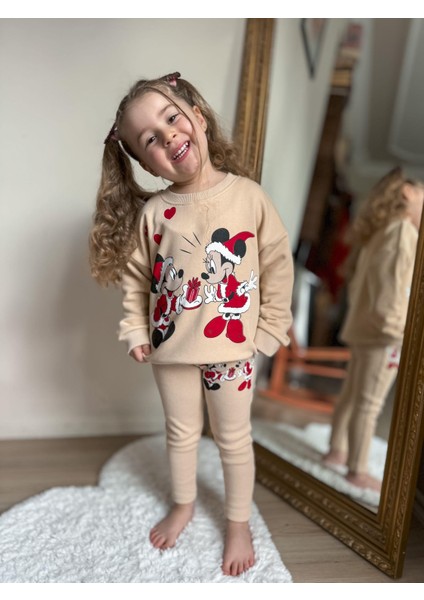 Yigit Butik Minne Baskılı Taytlı Kız Çocuk Takım modelleri