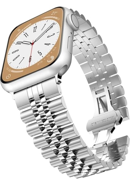 Apple Watch 38/40/41 mm Seri 10/42 iwatch 9 8 Se 7 6 5 4 3 2 Paslanmaz Çelik Ayarlanabilir Rolex Metal Kordon