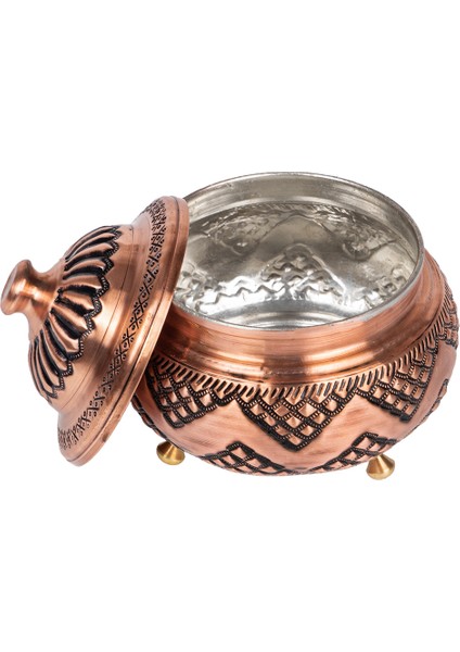 Dmt Copper Home Dmt Gaziantep Bakır Şekerlik Zımba El Nakışlı Boy :12CM Ayaklı fiyatları