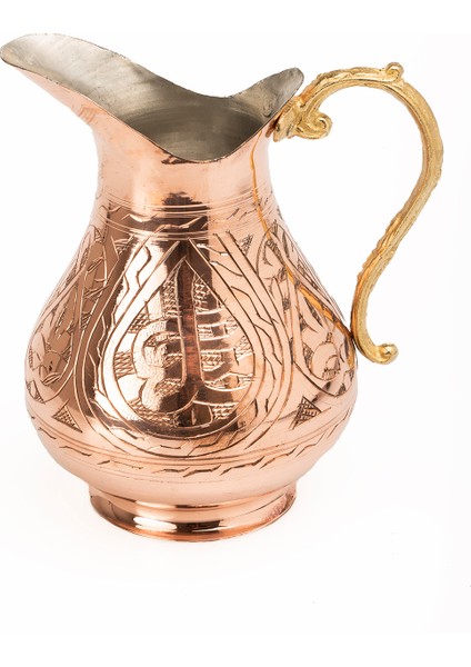 Dmt Gaziantep Bakır El Işlemeli Sürahi Kalaylı Yük:18 cm Kalınlık:0,2mm 1 Litre Kapasiteli