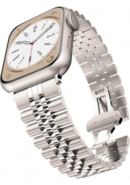 Apple Watch 42/44/45/46/49 mm Ultra/Ultra 2 Paslanmaz Çelik Ayarlanabilir Rolex Metal Kordon