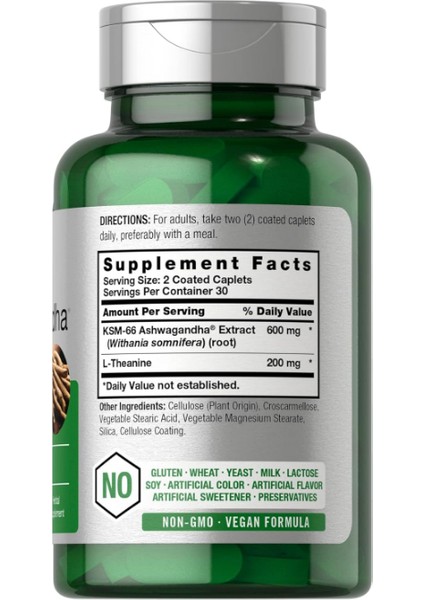 Ksm-66 600 mg 60 Kapsül With L-Theanine - Vegan Non-Gmo Gluten Free Root Extract Usa