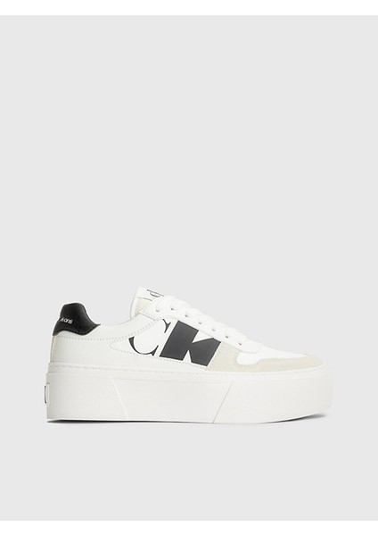 Calvin Klein Kadın Logolu Bağcıklı Günlük Kullanım Beyaz Sneaker YW0YW01227-YBR