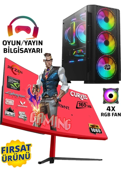 Wizard Simple5 Ryzen 5 5600X 32GB 512GB M.2 SSD RTX3050 24" 165hz Oyuncu Masaüstü Bilgisayar