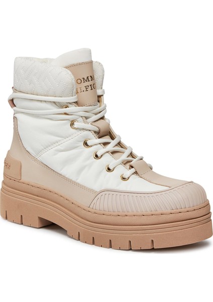 Kadın Marka Logolu Düz Taban Kaydırmaz Günlük Kullanım Beyaz Bot & Bootie FW0FW07502-YBH