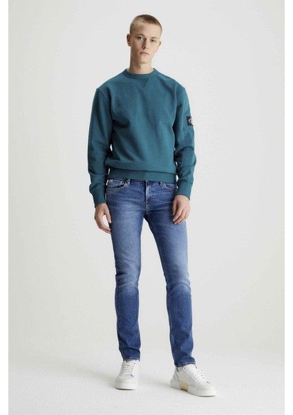 Erkek Vintage Alçak Bel Logolu Fermuarlı Mavi Jeans J30J323859-1A4