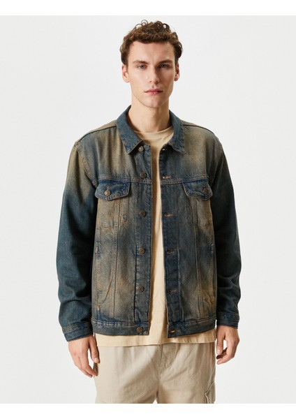 Yıkamalı Kot Ceket Oversize Kapaklı Çift Cepli Düğmeli modelleri