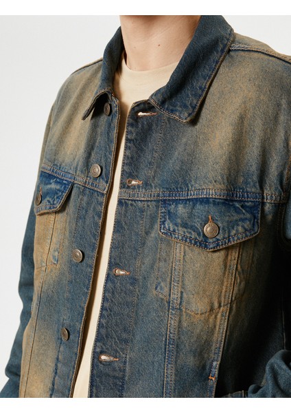 Yıkamalı Kot Ceket Oversize Kapaklı Çift Cepli Düğmeli indirimleri