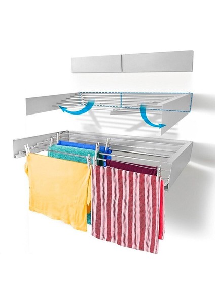 Modern Yeni Nesil Tasarim Kurutmalık Çamaşır Askısı Duvara Monte Çamaşırlık (BEYAZ-75CM)