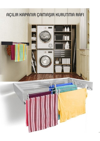 Modern Yeni Nesil Tasarim Kurutmalık Çamaşır Askısı Duvara Monte Çamaşırlık (BEYAZ-75CM) fırsatları