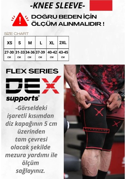 Dex Supports Antrenman Dizliği ,spor Dizlik Knee Sleeve+Wrist Wraps Spor Bileklik 2'li Paket Siyah