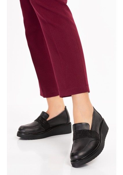 Kadın Deri Siyah Comfort Ayakkabı