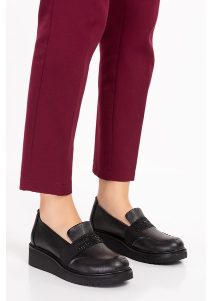 Kadın Deri Siyah Comfort Ayakkabı modelleri