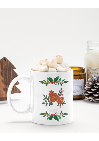 Kozalak Baskılı Yılbaşı Özel Hediyelik Kupa Bardak