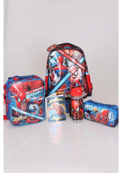 LİSANSLI SPIDERMAN ANAOKULU, BESLENME VE KALEM ÇANTASI 3'LÜSÜ VE 500 ML TRITAN MATARA SETİ