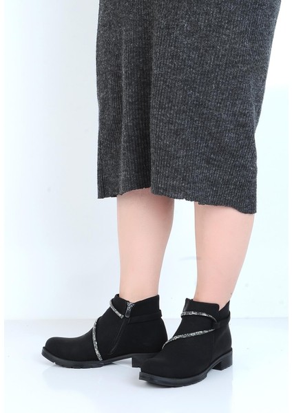 23-952 Siyah Zümrüt Kadın Düz Bot modelleri