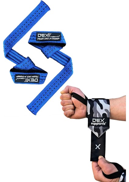 Ağırlık Kaldırma Kayışı Lifting Straps Pro+Dark Tone Kamuflaj Wrist Wraps 2'li Paket