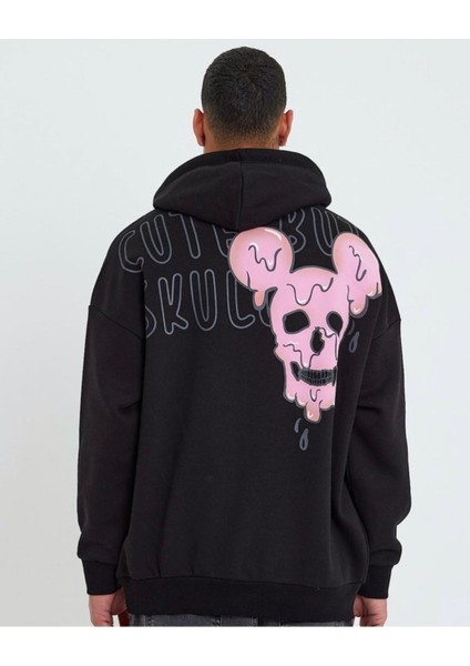 Sweatshirt Akan Boyalı Kuru Kafa Baskılı Kapüşonlu Twılls Owersize Sweat