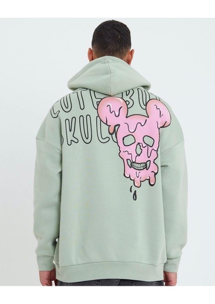 Sweatshirt Akan Boyalı Kuru Kafa Baskılı Kapüşonlu Twılls Owersize Sweat