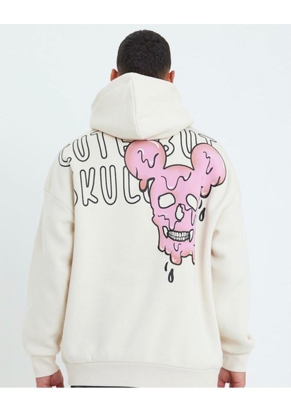 Sweatshirt Akan Boyalı Kuru Kafa Baskılı Kapüşonlu Twılls Owersize Sweat