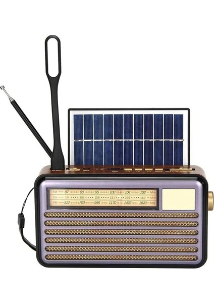 Helsınkı Machıne Radyo 320 Bt Fm+Solar+Kitap Okuma Işıklı+Şarjlı+Pilli+Usd Radyo Çalar ve Nostaljik Müzik