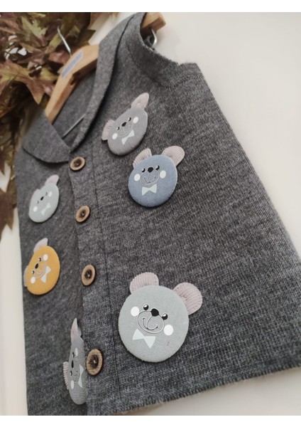 Kabartmalı Ayıcık Aksesuarlı Düğmeli Triko Yelek fırsatları