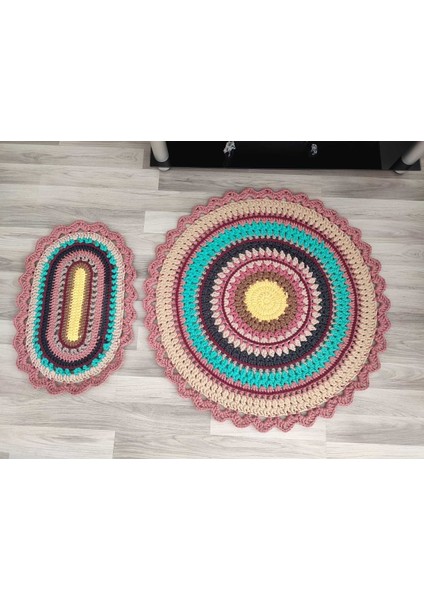 El Örgüsü Balkon/kapı Önü Yuvarlak Paspas