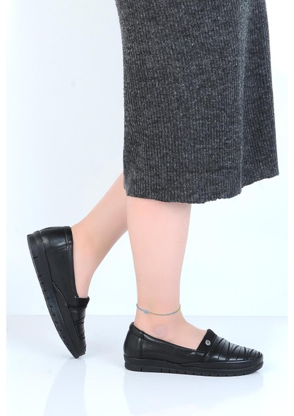 K45 Deri Kadın Düz Babet Ayakkabı