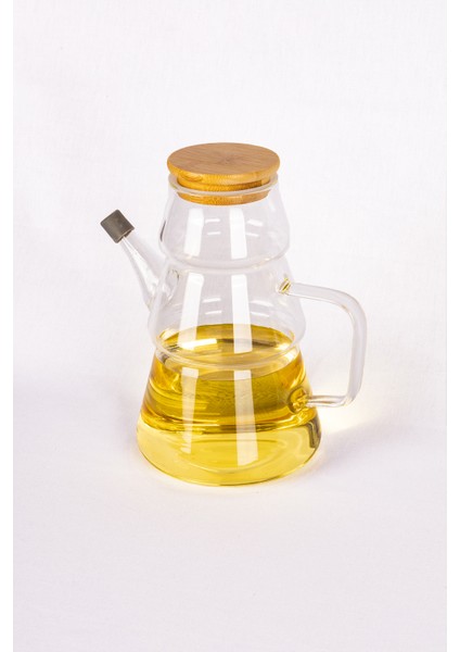 Bambu Kapaklı Borosilikat Cam Yağlık Sirkelik 900 ml