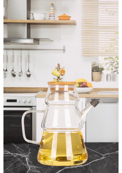 Bambu Kapaklı Borosilikat Cam Yağlık Sirkelik 900 ml fiyatları