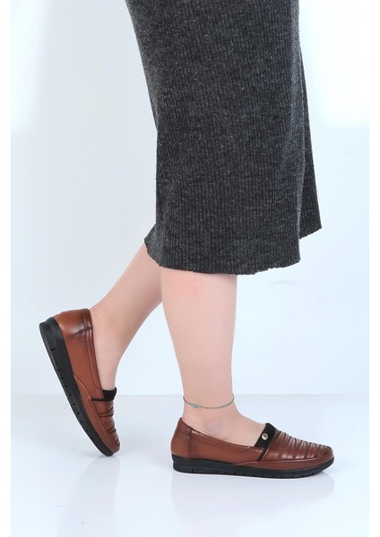 K45 Deri Kadın Düz Babet Ayakkabı