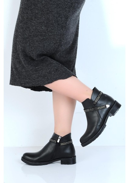 23-951 Siyah Cilt Kadın Düz Bot fiyatları