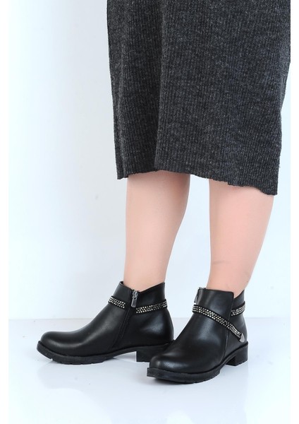 23-951 Siyah Cilt Kadın Düz Bot modelleri