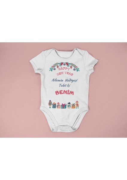 Ailemin Hediyesi Benim Yazılı Yılbaşı Hediyelik Bebek Body Zıbın Giyim fiyatları