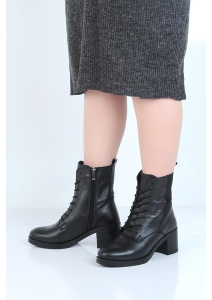 240607 Kauçuk %100 Deri 6Cm Topuklu Kadın Bot modelleri