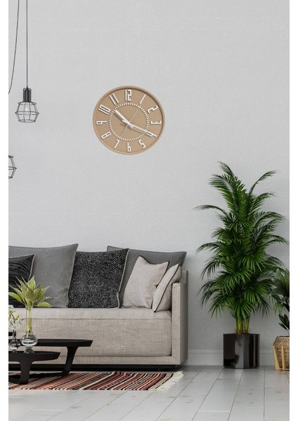 Dekoratif Renkli Daire Beton Duvar Saati 26 cm - Karton