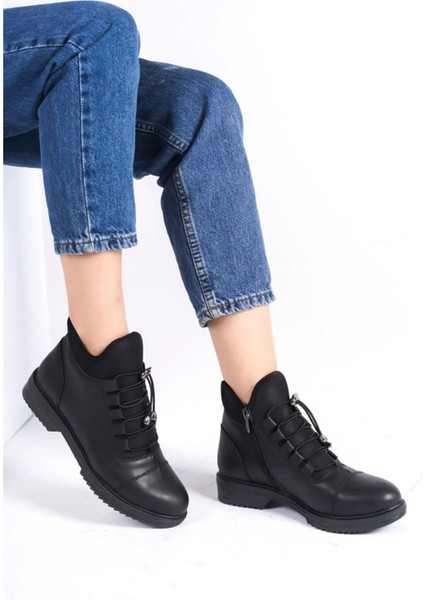 Kışlık Fermuarlı Kauçuk Kaymaz Ortapedik Taban Kadın Fermuarlı Sağlam Siyah Bot modelleri