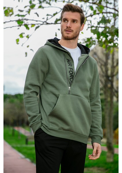 Kanguru Cepli Fermuarlı Kapüşon Yaka Slim Fit Sweat Erkek Sweat 575707