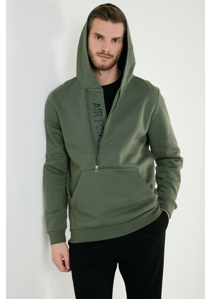Kanguru Cepli Fermuarlı Kapüşon Yaka Slim Fit Sweat Erkek Sweat 575707