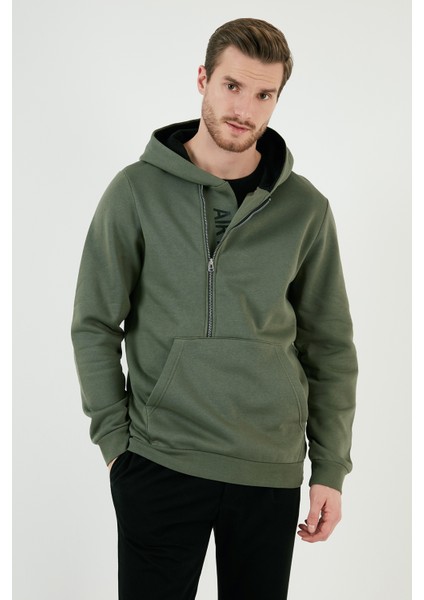 Kanguru Cepli Fermuarlı Kapüşon Yaka Slim Fit Sweat Erkek Sweat 575707