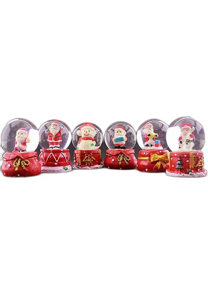 6 Adet Yeni Yıl 2024 Yılbaşı Temalı Mini Boy Işıklı Kar Küresi 6,5 cm indirimleri