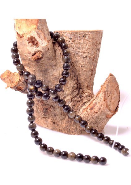 Obsidyen Taşı Dizi - 6 mm Golden Obsidyen