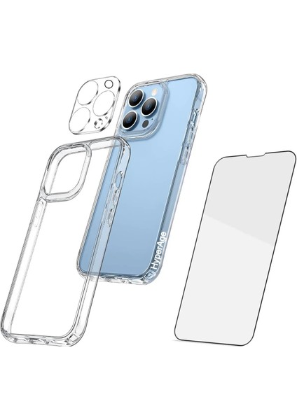Iphone 13 Pro Max Uyumlu Şeffaf Kılıf + Ekran Koruyucu + Kamera Koruyucu 360° Tam Koruma 3in1 Set