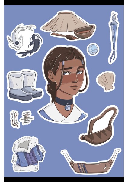 Avatar Katara Sticker Seti - Ajanda - Laptop - Telefon Sticker Seti 11 Adet