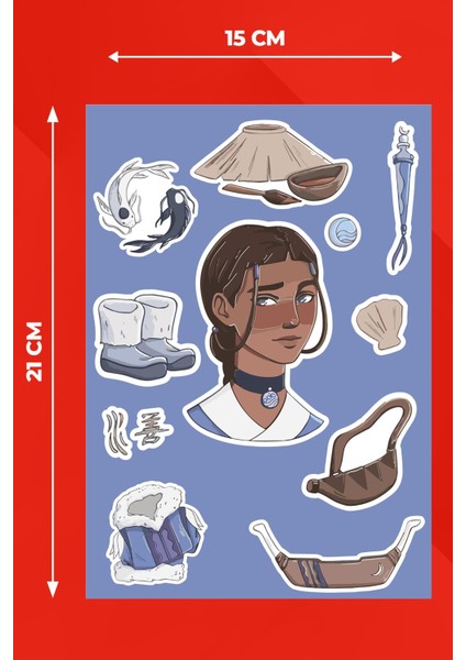 Avatar Katara Sticker Seti - Ajanda - Laptop - Telefon Sticker Seti 11 Adet