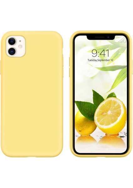 Iphone 11 Uyumlu Sarı Silikon Kılıf Leke Tutmaz Içi Süet Silinebilir Kapak