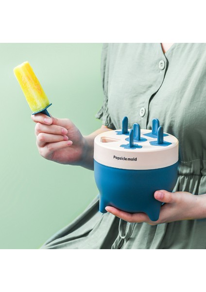 Popsicle Dondurma Kalıbı Kutusu Çocuk Gıda Sınıfı Ev Yapımı 6 Izgara Dondurma Popsicle Buz Küpü Buz Kutusu (Yurt Dışından)