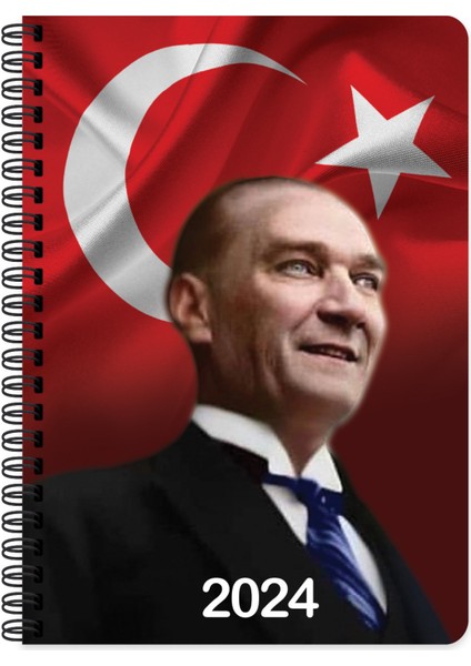 2024 Günlük Ajanda Cumhurbaşkanı Atatürk 17 x 24 cm Spiralli